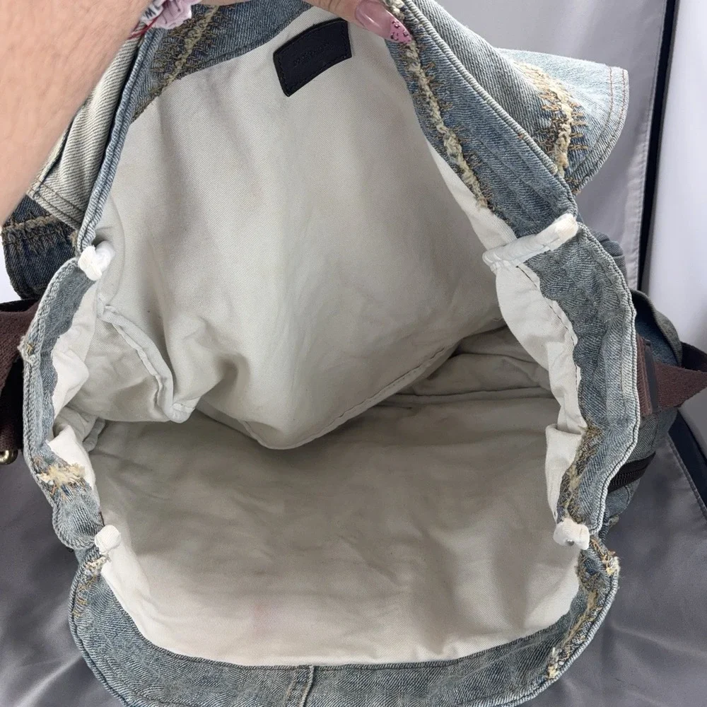 Vintage Dolce & Gabbana Distressed Patchwork Denim Messenger Big Bag Y2K Archive